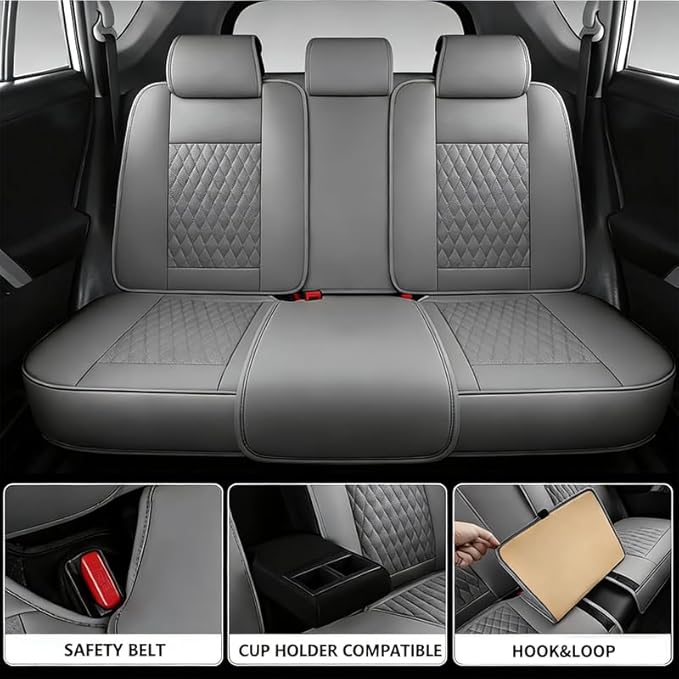 Car Seat Covers Full Set Custom Fit for Buick Envision 2016-2026 - Premium Faux Leather with Lumbar Support | Breathable, Waterproof, Anti-Slip, Durable (Gray,Full Set)