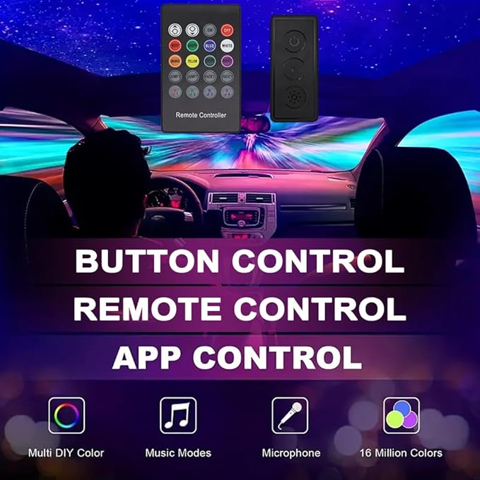 Car LED Interior Strip Lights, RGB Car Interior LED Light Wireless APP and Remote Control, 9 in 1 Ambient Lighting Kit with 236 Inches Fiber Optic, EL Wire Lights for Car Inside