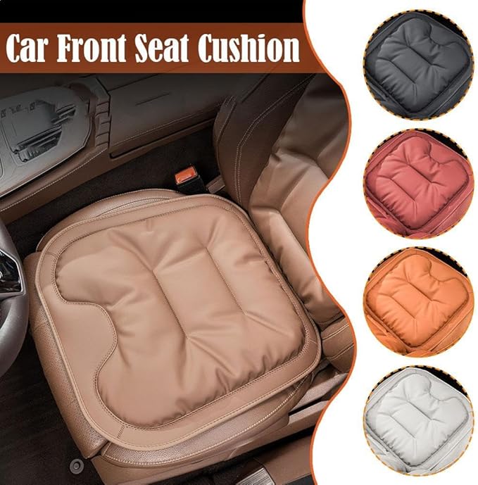 Skin-Friendly & Dirt-Repellent Leather Seat Cushions, 2026 Car Seat Cushion for Driving, 1.57" Thick Comfort Seat Protector, Universal Non-Slip Memory Foam Pad for Car (Red, Backrest Cushion)