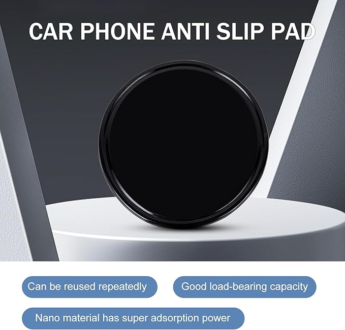 Dashboard Anti-skid Mat, Silicone Gel Mini Round Multifunctional Storage Mat for Mobile Phone Keys Glasses, Self-adhesive and Cleanable Dash Pad, for Most Cars Home (Black)