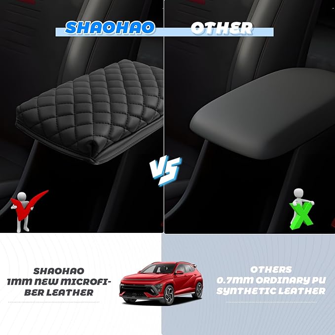 SHAOHAO for 2024 2025 Hyundai Kona Armrest Cover Fit for 2024 2025 Hyundai Kona Accessories SE, SEL, N Line, Limited Center Console Cover 2024 2025 Kona SX2 Arm Rest Cover Thickened Cushion Pad