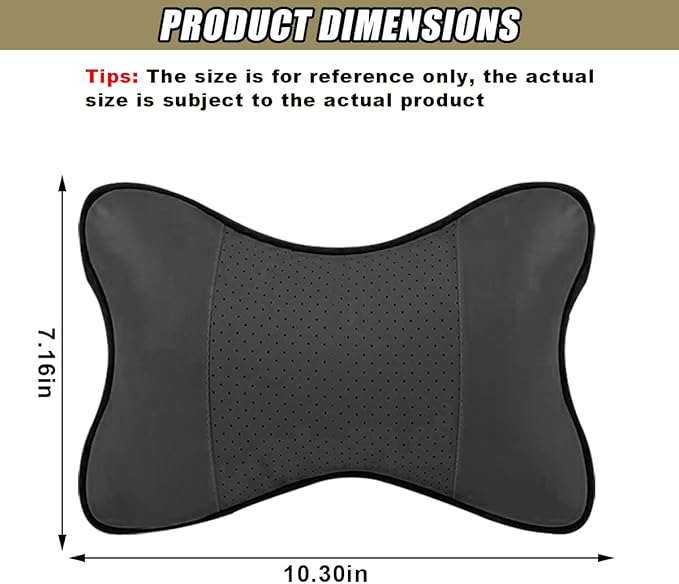2PCS Car Neck Pillow, PU Leather Headrest Cushion with Adjustable Strap, Ergonomic Soft Headrest Pillow, Universal Multi-Function Auto Lumbar Support Accessories for Pressure Relief (Black)