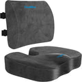 CloudBliss Lumbar Support Pillow & Seat Cushion Set for Office Chair, Desk Chair, Wheelchair & Car – Memory Foam Back Support, Ergonomic Chair Cushions, Sciatica Pain Relief, Home Essentials, Grey