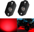 4WDKING Red LED Rock Lights, 2 Pods IP68 Waterproof Underbody Glow Trail Rig Lamp LED Neon Lights for Truck Off Road Truck Car Boat ATV SUV Motorcycle