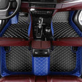 Customize Car Floor Mats for 99% Sedan SUV Sports Car All Weather Leather Full Coverage Waterproof Non-Slip Vehicle Lining Pads (Black Blue Stitching)