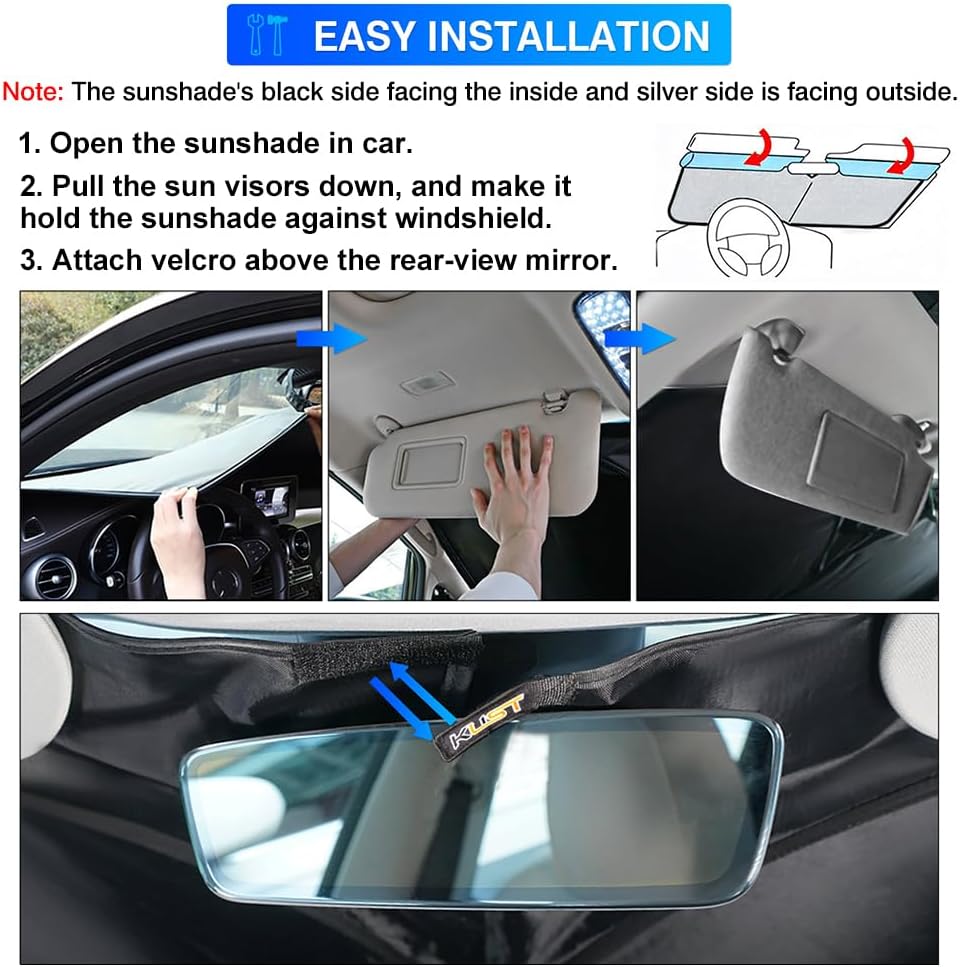 KUST Windshield Sun Shade for 2016-2024 Chevrolet Chevy Camaro Accessories Front Window Sunshade Sun Visor Protector Foldable Heatshield Blocks UV Rays Keep Your Car Cooler