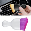 Blilo Car Interior Detailing Brush with Dust Cover, Auto Soft Hair Cleaning Brushes, Scratch Free Curved Dirt Collectors, for Vehicle Dashboard Air Conditioner Vents Leather(White/Purple)