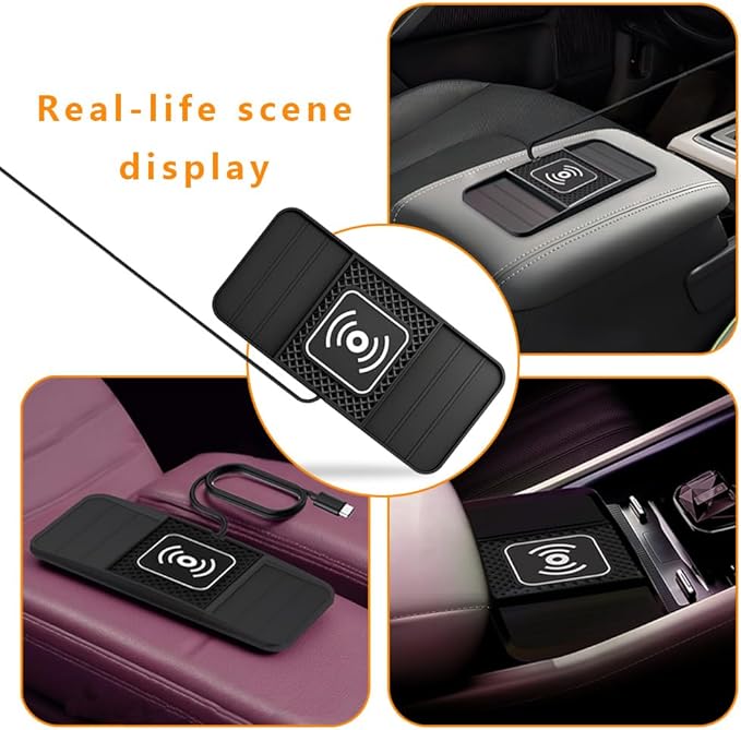 Wireless Charging Pad for Car for Chevrolet Trailblazer 2002-2009 2021-2026, DIY Trim-to-Fit Slim Non Slip Fast Charger Car Wireless Charging Pad 30CM Cable,A&30cm Type-C Plug Cable