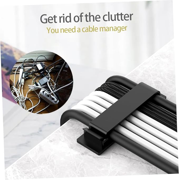 HOMSFOU 12pcs Cable Organizer Clips for Efficient Wire Management Adhesive for Home Office and Car Easy to Install Compact Design for Tidy Spaces