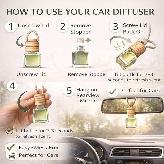 4 Pack Air fresheners | Long lasting car air fresheners, Hand-made in USA | Small room diffuser | Small Business Woman Owned. (8 ml Sweet & Fresh Pack Mix)