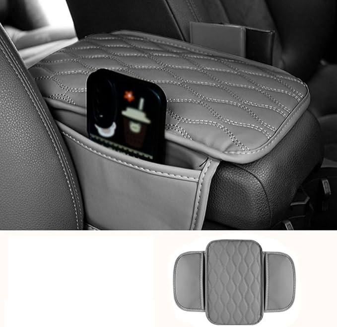Car Armrest Pad for Cadillac SRX II 2009-2013, Waterproof Center Console Cushion Pad Cover Armrest Storage Box Mat Protection Interior Accessories,Gris