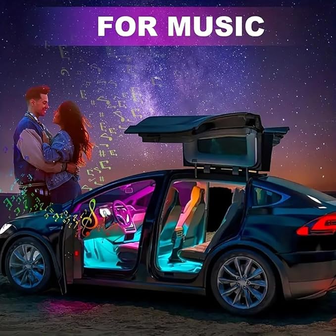 Car LED Interior Strip Lights, RGB Car Interior LED Light Wireless APP and Remote Control, 9 in 1 Ambient Lighting Kit with 236 Inches Fiber Optic, EL Wire Lights for Car Inside