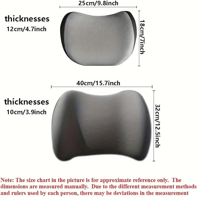 Memory Foam Car Neck Pillow & Waist Cushion - Soft fit for Seat Headrest & Lumbar Support for Comfort(Hb-Black Headrest1PC)