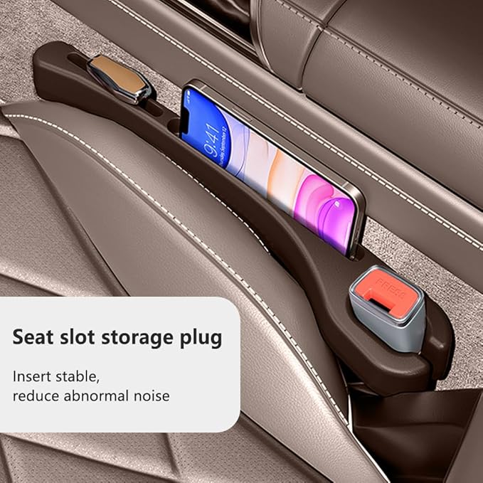 Stacool [2026 Upgrade] 2PCS Car Seat Gap Filler with Phone Holder,Multi-Function Car Side Seat Gap Filler for Prevent Items Falling,Universal Car Seat Organizer Car Accessories (Brown)