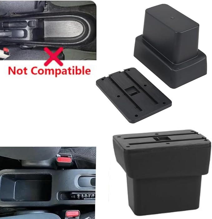 AULPHIKE Compatible with Nissan Note Armrest E-Power Car Center Console Organizer Armrests Double Layer Storage with USB Ports（Black Style）