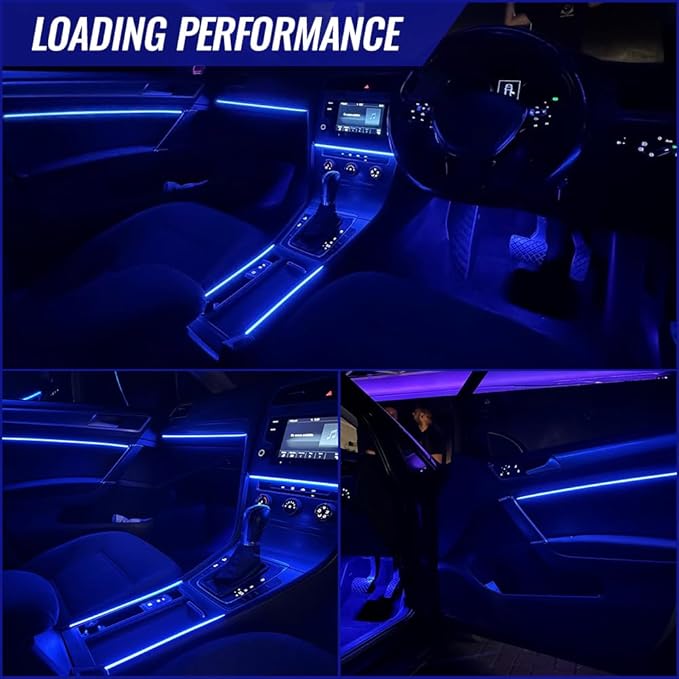 Acrylic Ambient Lighting Car Interior, 6 in 1 Dream Color Acrylic Led Strips Fiber Optic Lights with APP USB Hub, 16 Million Colors 187 Inches Flexible Neon Music Sync Emotion Glow Light for Car Dash