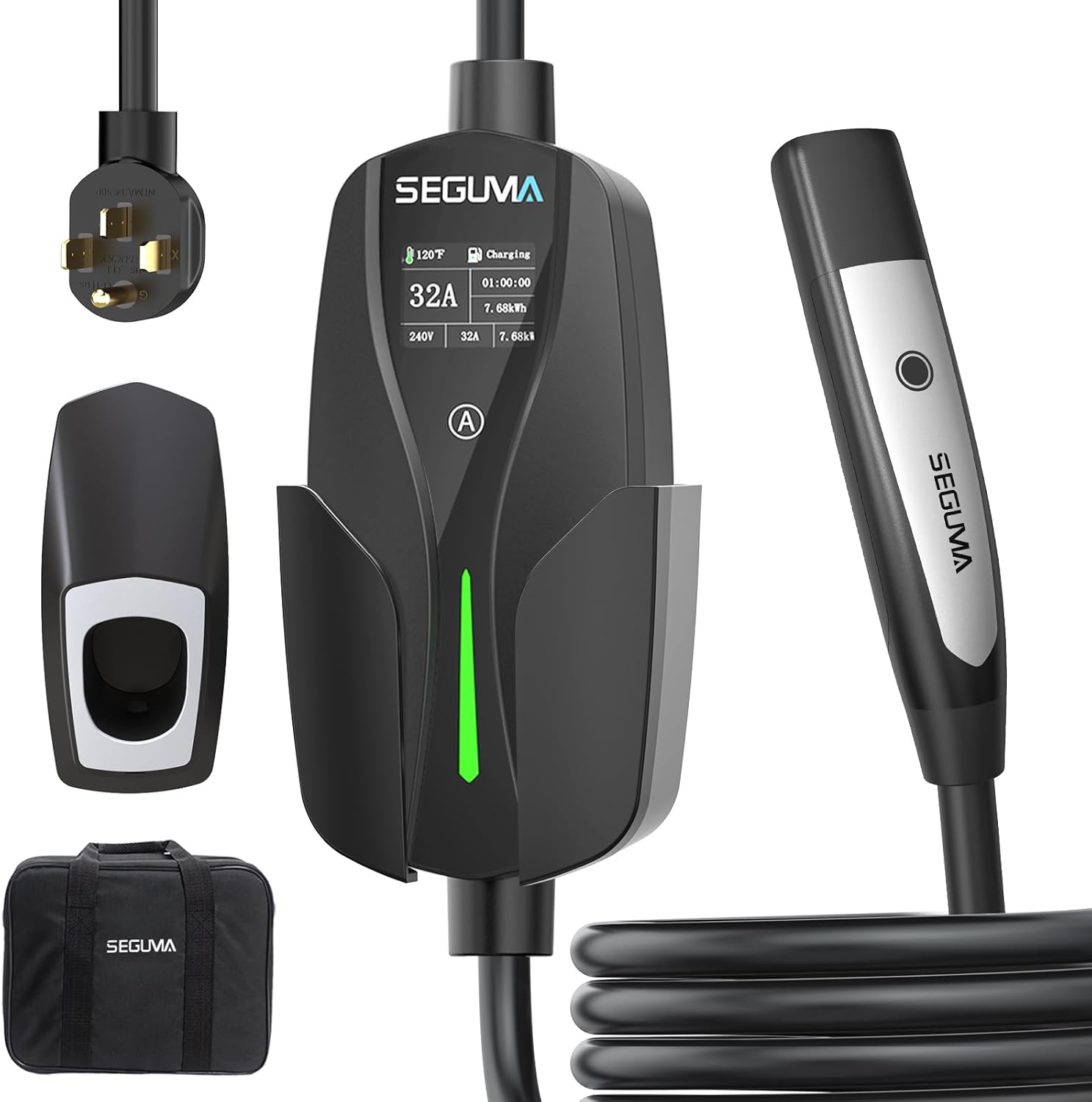 Level 2 EV Charger for Tesla, 32Amp 240V 7.68kW NACS EV Chargers, NEMA 14-50 Plug, Adjustable Current, 25FT Portable Electric Car Charger Compatible with All Nacs (Black)