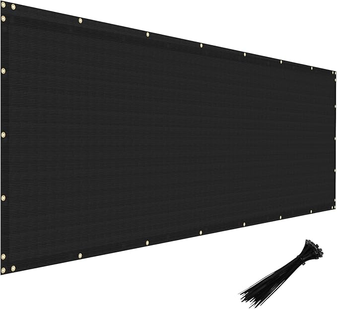 Windscreen4less Privacy Fence Screen Heavy Duty Windscreen Fencing Mesh Fabric Shade Net Cover with Brass Grommtes for Outdoor Wall Garden Yard Pool Deck, 8'x133' Black