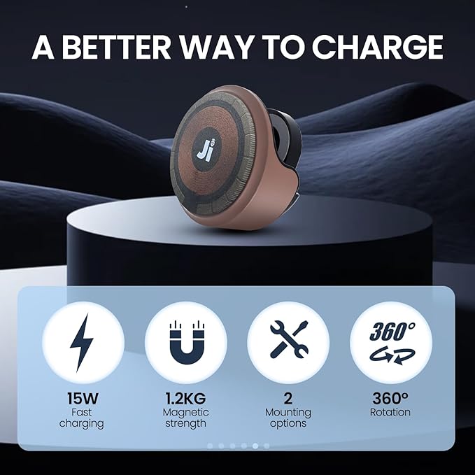 LNCOON Magnetic Car Mount Charger,3-in-1,15W Fast Charging,Strong Magnets,Car Mount Charger for Windshield/Vent/Dash, Compatible with iPhone 17-12 & Magnetic Watch/Headphones,PC&Aluminum Shell