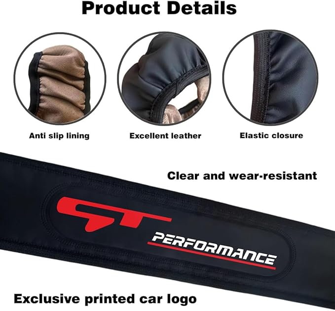 Black Leather Steering Wheel Cover,Elastic Breathable Design,Universal 14-15 Inch Compatible with K5 K3 Forte Stinger Cerato Soul GT Car Accessories