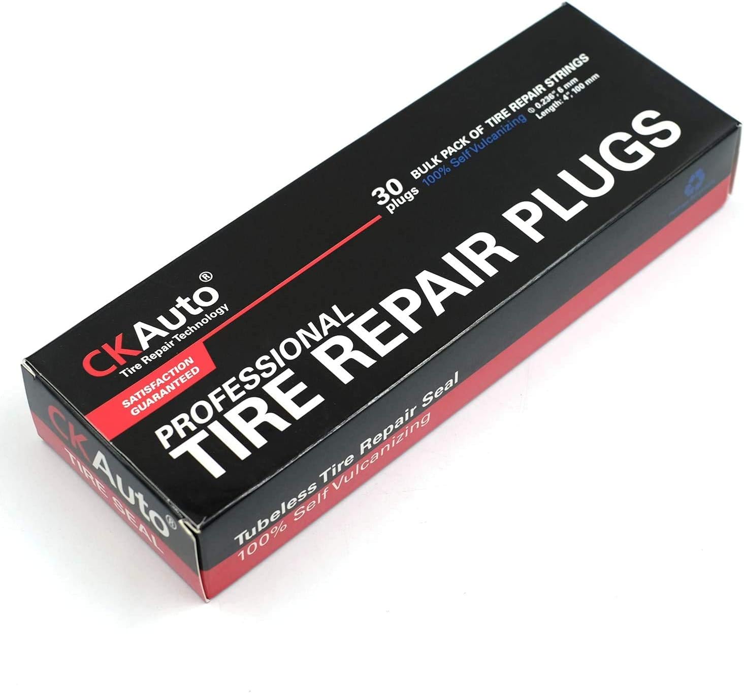 CKAuto 30pcs 8" Black Tire Repair Strings, Automotive Tool Tire Repair Plugs for Tubeless Off-Road Tires Car, Bike, ATV, UTV, Wheelbarrow, Mower
