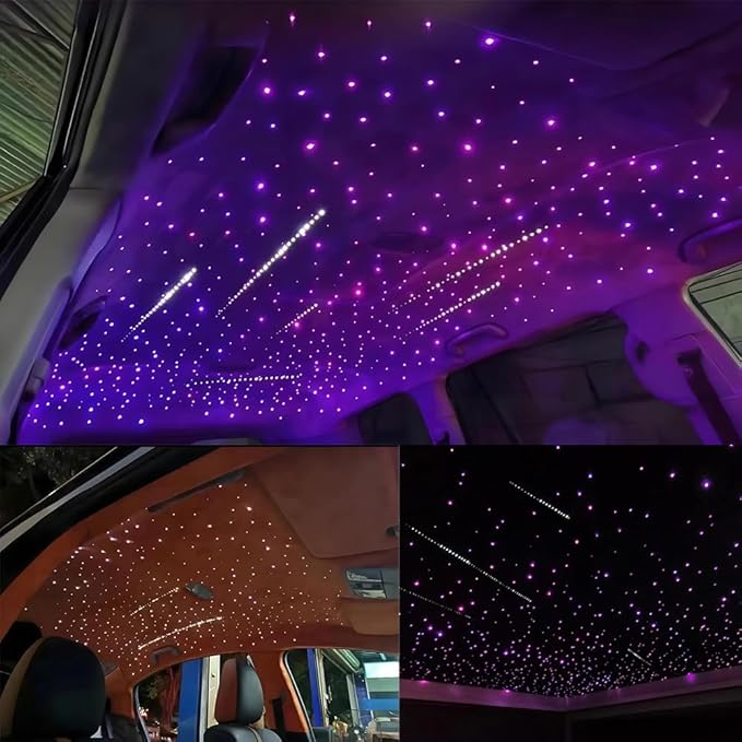 AKEPO Shooting Star+Twinkle Fiber Optic Lights Kit, Car Home Use Meteor APP Control Music Activated Star Ceiling Sky Light, RGBW Light Engine+Mixed Diameter Fibers 460pcs of 9.8ft/3m+Remote