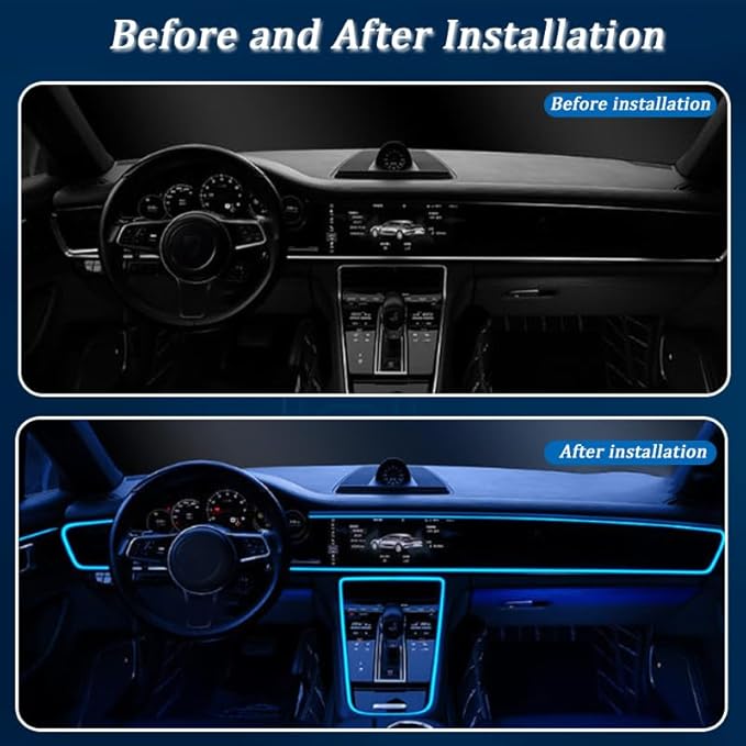 Car LED Lights Interior for Chevrolet Camaro 2010–2025, 6 in 1 Ambient Lighting Kit with Remote Control, Car USB LED Strip Lights with Sync to Music, for Cars Trucks SUVs, 8m