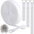 1"x32ft Hook and Loop Straps with 50 Metal Buckles, Adjustable Fastening Cable Straps, Cut-to-Length Cinch Strap, Reusable Nylon Securing Cord Ties for Organizer or Storage, 1 inch Wide, White