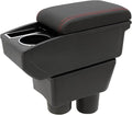 Car Armrest Box for Nissan Almera Versa 2012-2019 Auto Accessories Center Console Leather Arm Rest Double-Layer Storage Space with Cup Holder (Red Thread)