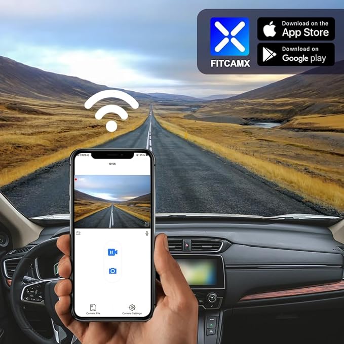 Fitcamx Front 4K+Rear 1080P Dash Cam Adapts for Honda CR-V 2017-2022 LX EX Touring EX-L (Gen5), OEM Look, Dual HD Video, Built-in WiFi & APP, Loop Recording, G-Sensor, Easy to Use, 128GB Card