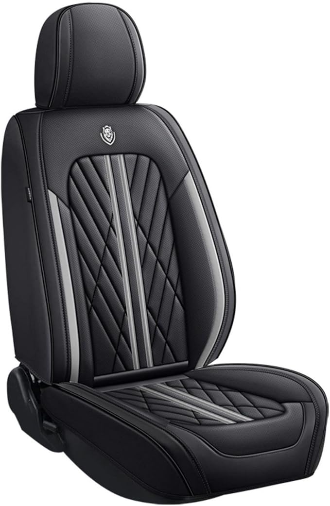 Premium Nappa Leatherette Car Seat Cover Set Custom Fit for Honda CR-V CRV 2000-2023 2024 2025 2026 Water-Proof Breathable Faux Leather Seat Cushion Protectors (Full Set 5 Seats,Grey Line)