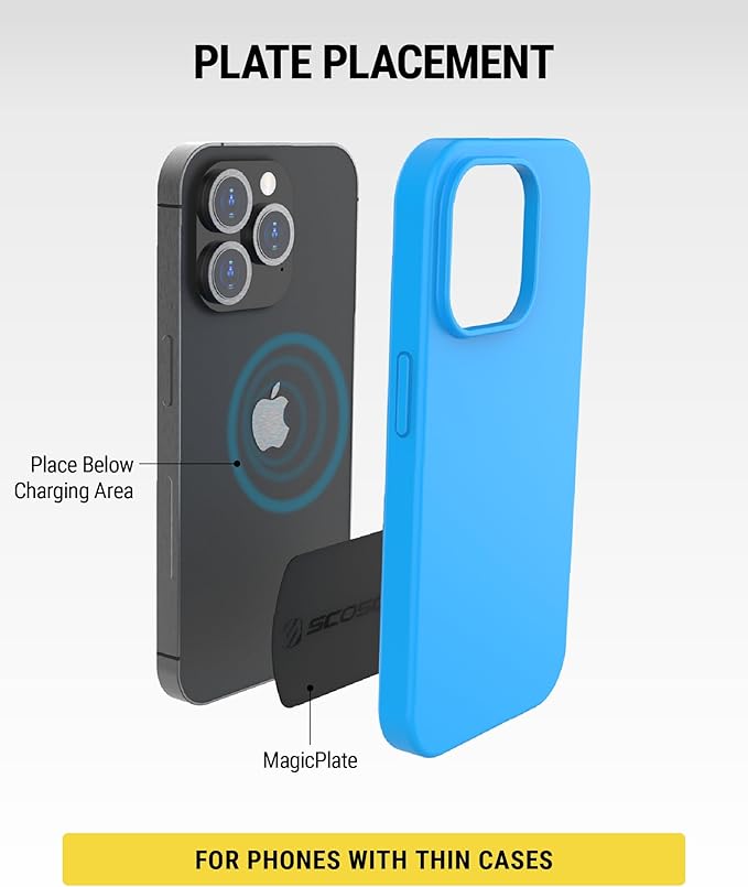 Scosche MagicMount Replacement Metal Plate Kit, Large Metal Plates with Strong Adhesive for Car Magnet Phone Mount Magnetic Cell Phone Holder, Universal Fit with All Devices and Cases, Black, 2-Pack