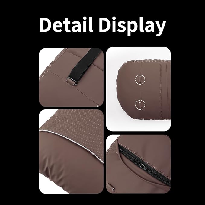 2 Pcs Car Headrest Neck Pillow for Driving,Premium Skin-Feeling Napa Leather Soft and Comfortable Headrest,Two Gears of Height Adjustment Car Seat Headrest Pillow Car Interior Accessories