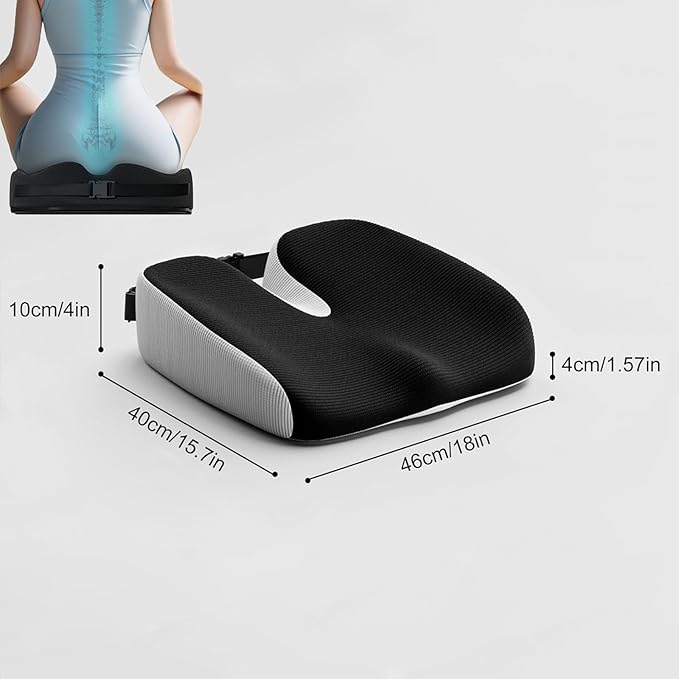 Adult Car Booster Seat Cushion - Memory Foam Car Seat Wedge Cushion - Coccyx Cushion for Tailbone Pain - Driver Seat 3 Inch Height Boost Cushion - for Cars, Trucks, Home & Office Chairs, Black