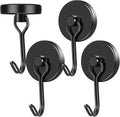 MIKEDE Black Strong Magnetic Hooks, 70LB+ Swivel Swing Magnetic Hooks Heavy Duty, Cruise Hooks Neodymium Magnets with Hooks for Hanging, Home, Metal Door, Office and Garage - Pack of 4