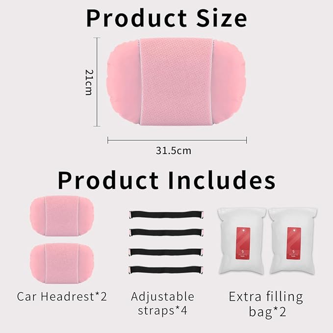 2 Pcs Car Headrest Neck Pillow for Driving,Premium Skin-Feeling Napa Leather Soft and Comfortable Headrest,Two Gears of Height Adjustment Car Seat Headrest Pillow Car Interior Accessories