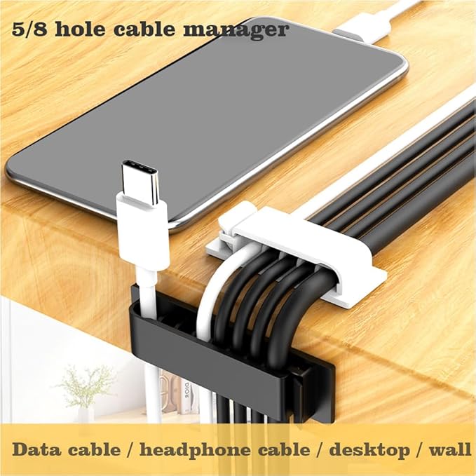 HOMSFOU 8pcs Desk Cord Organizer Self-Adhesive Cable Clips for Easy for No Drilling Required Lightweight and Sturdy Design