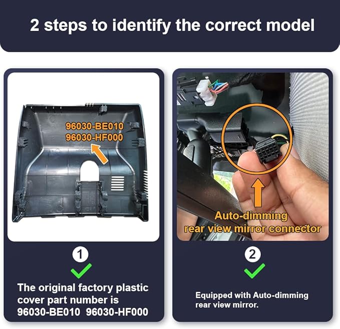 Fitcamx Front 4K+Rear 1080P Dash Cam Adapts for Hyundai Kona 2023 2024 2025 & Kona Electric (Part No#BE010), Integrated OEM Look, Dual Loop Recording, WiFi & APP, G-Sensor, Easy to Use, 128GB Card