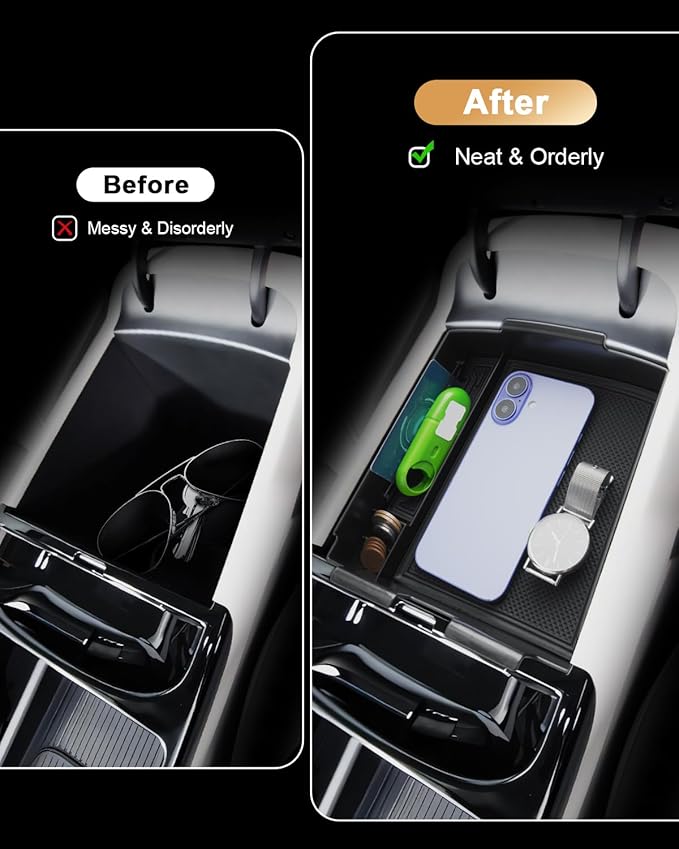 2026 Tucson Center Console Organizer - For 2025-2026 Hyundai Tucson(Limited)/Tucson Hybrid(Blue/SEL Convenience/N Line/Limited) Armrest Box Storage - ONLY Fit 2025-2026 Tucson With Electronic Shift