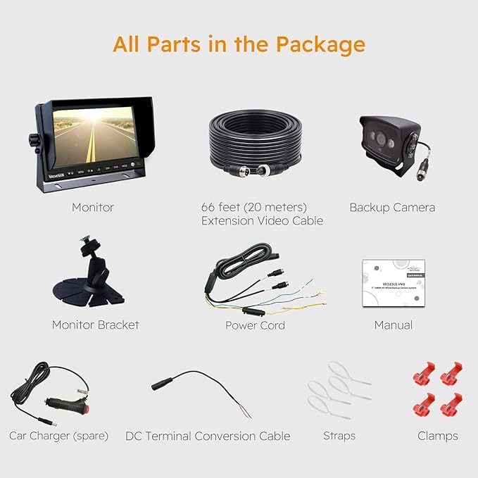 Backup Camera for Trucks, Two Installation Methods, No Interference, No Delay, 7" Wide Screen and Night Vision IP68 Waterproof Backup Camera for Box Truck, Bus, Caravan, Camper Van, Boat, Yacht
