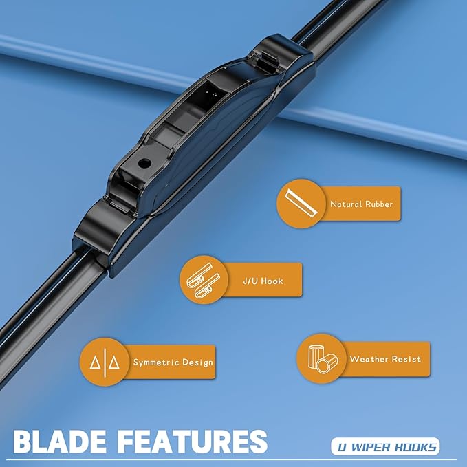 MIKKUPPA 18"+18" Front Wiper Blades, Replacement for 1983-2012 Ford Ranger, 2006-2010 Jeep Commander - All Season Windshield Wiper Blades, Pack of 2