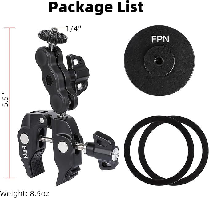 All-Metal Magnetic Phone Holder for Magsafe, Magnet Phone Mount with Super Clamp for Spin Bike/Microphone Stand/Cart/Railing/Handlebar/Dia 0.4-2" Rod, Compatible with iPhone 16 15 14 13 12 Series
