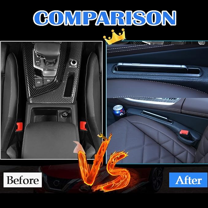 Advanced 3-in-1 Car Seat Gap Filler Organizer 2 Packs, PU Leather Console Side Storage Pad with Removable Cupholder, Anti-Slip Blocker for Phone Coins Keys