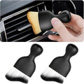 Blilo 2PCS Car Interior Detailing Brush with Dust Cover, Auto Soft Hair Cleaning Brushes, Scratch Free Curved Dirt Collectors, for Dashboard Air Conditioner Vents Leather Computer (White/Black/2PCS)