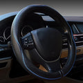 Microfiber Leather Car Medium Steering Wheel Cover,Universal Car Wheel Cover,Breathable Wheel Cover,Anti-Slip Full Surround,Sports Style Steering Wheel Covers (Black&Blue Line)