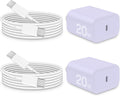 Brasag i Phone 17 16 15 Charger Fast Charging - 20W PD Fast Charger Block with 6Ft USB C Cable for i Phone 17/16/15 Series, i Pad Pro/Air/Mini, Galaxy S23, Pixel 8 & More (2-Pack) Purple