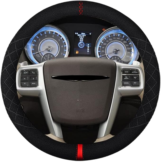 Suede Steering Wheel Cover,Compatible with Chrysler 200/300 Sebring Town&Country SuedeLeather Sport Non-Slip Wheel Cover Car Interior Accessories 15 inch for Man and Women