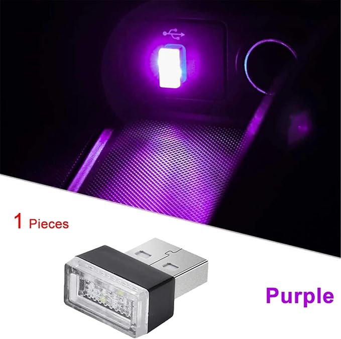 1/4/10 PCS USB LED Light Car Interior Styling Atmosphere Decorative Lamps Mini Universal Portable Ambient Lighting Kit Red Bule(10 PCS_Purple)