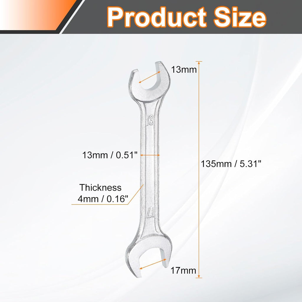 HARFINGTON 5pcs Double Open End Wrench 13mm x 17mm Metric 15 Degree Offset Angle Small Flat Head Wrench Galvanizing Open Ended Spanner for Automotive Repair Furniture Assembly