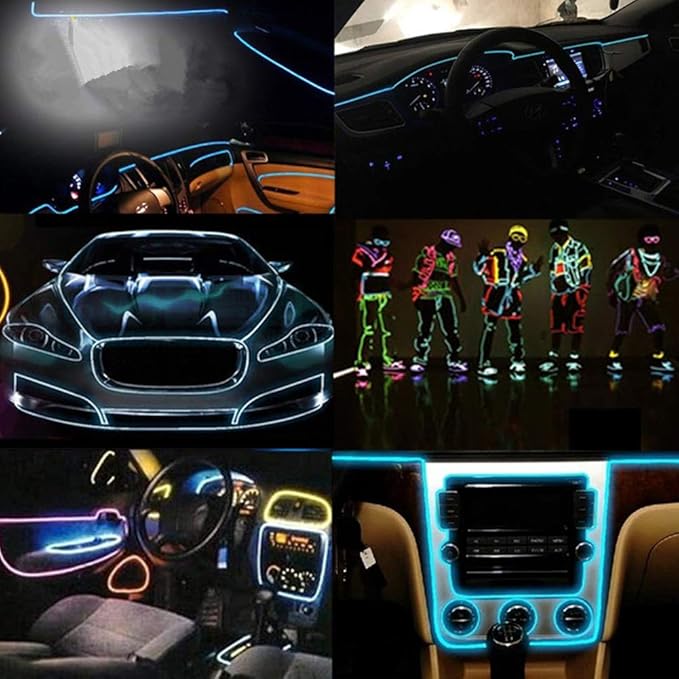 El Wire Neon Light, Car Interior LED Lights for Xmas Halloween Christmas Car Interior Decoration(3m/9ft,Red)